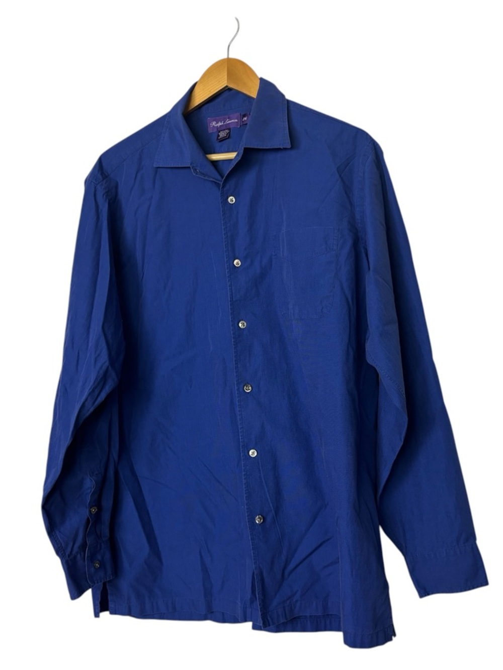 Ralph Lauren purple label men's size L long-sleeve blue cotton button-up shirt